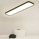 Modern LED Bulb Rectangular Flush Mount Ceiling Light with White Acrylic Shade