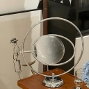 Modern Silver Globe Table Lamp with White Glass Shade - Bedside/Standard Lighting
