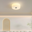 White Glass Cylinder LED Flush Mount Ceiling Light with Modern Style for Residential Use
