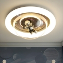 Modern Kids LED Flush Mount Ceiling Light with White Acrylic Shade