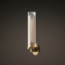 Elegant Clear Crystal Cylinder Wall Sconce, Modern LED/Incandescent/Fluorescent Light