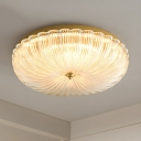 Modern Single Light Flush Mount Ceiling Piece with Ambient Glass Shade and LED Lighting