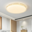 1-Light Modern White Circle Close To Ceiling Light with Crystal