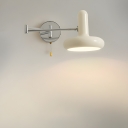 Sleek Silver Metal Wall Sconce with White Iron Shade, Modern LED/Incandescent/Fluorescent Light