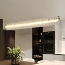 Sleek Linear LED Island Light Clear Shade, Third Gear Color Temperature, Adjustable Hanging