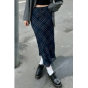 Popular Women's Plaid Pattern Summer Straight Fit Midi Skirt