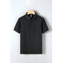 Cool Men's Pure Color Short Sleeve Regular Fit Lapel Polo Shirt