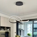 Linear Black Modern LED Chandelier with Adjustable Hanging Length