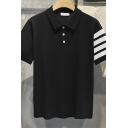 Street Style Men's Contrast Stripe Pattern Short Sleeve Regular Fit Polo Shirt