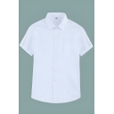 Creative Boys Lapel Summer Loose Solid Color Short-sleeved Shirt