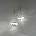Elegant Gold Pendant with Clear Crystal Shade and Adjustable Hanging Length