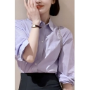 Girl Chic Solid Color Long Sleeve Lapel Loose Fit Breasted Shirt