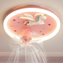 Modern Flush Mount Ceiling Fan with Stepless Dimming Remote Control and Clear Acrylic Blades