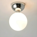 Modern Bi-Pin Semi-Flush Mount Ceiling Light with White Glass Shade