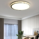 Modern White Crystal Close To Ceiling Light Fixture with LED Bulbs