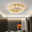 Clear Crystal Flush Mount Ceiling Light with Modern Style for Residential Use