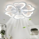 Sleek Modern White Flushmount Ceiling Fan with Dimmable Remote Control and 5+ LED Lights