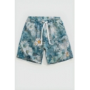 Fashionable Men's Flower Pattern Summer Drawstring Slouch Fit Beach Short