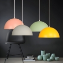 Modern LED Dome Pendant Light with Aluminum Shade and Adjustable Hanging Length