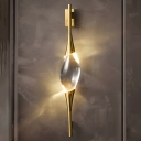 Beautiful Warm Light Gold Wall Sconce with Clear Crystal Shade for Modern Homes
