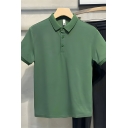 Simple Boys Solid Color Lapel Short Sleeve Summer Polo Shirt