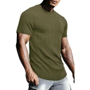 Popular Men's Pure Color Round Neck Short Sleeve Extra Slim Fit T-Shirts