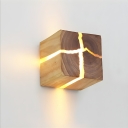 Modern Wood Wall Sconce with Ambient Wood Shade and Rocker Switch for Natural Home Lighting