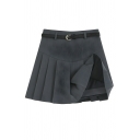 Street Style Girl's Whole Color Summer Sexy Slim Pleated Skirt