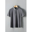 Stylish Men's Pure Color Short Sleeve Regular Fit Lapel Polo Shirt