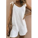 Modern Girl's Pure Color New Summer Street Looks Strap Rompers