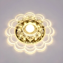 Modern Acrylic Circle Flush Mount Ceiling Light with Crystal Shade
