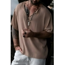 Fashionable Men's Pure Color Short Sleeve Round Neck Regular Fit T-Shirts