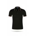 Fashionable Men's Pure Color Short Sleeve Regular Fit Lapel Polo Shirt