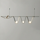 Modern 4-Light Island Pendant with Clear Glass Globe Shades in Gold Color