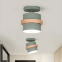 Geometric Iron Semi-Flush Mount Ceiling Light with Downward Shade for Residential Use