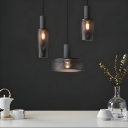 Modern Black Metal Pendant with Adjustable Hanging Length and Round Canopy