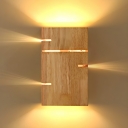 Wood Rustic 2-Light Wall Sconce with Rubber Wood Shade for Indoor Use