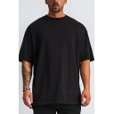 Street Style Men's Solid Color Mid-Sleeve Regular Fit T-Shirt
