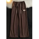 Casual Boys Letter Label Pattern Straight Loose Drawstring Pants