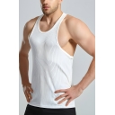 Casual Boys Solid Color Summer Round Neck Tight Elastic Racer Tank