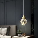 Modern Crystal Pendant Light with LED Bulb and Clear Hanging Shade