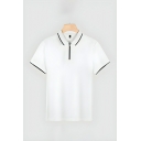 Trendy Men's Pure Color Short Sleeve Regular Fit Lapel Polo Shirt