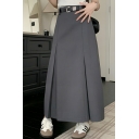 Street Look Girl's Whole Color Summer High Waist Slim A-line Skirt