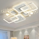 Modern White LED Flush Mount Ceiling Light with Clear Acrylic Shade