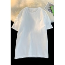 Simple Boys Solid Color Round Neck 5-quarter Sleeve Summer T-shirt