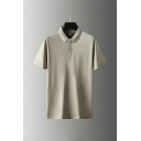 Creative Men's Pure Color Short Sleeve Regular Fit Lapel Polo Shirt