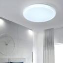 Modern Circle Flush Mount Ceiling Light with Crystal and White Shade