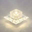Modern LED Crystal Square Flush Mount Ceiling Light with Clear Crystal Shade
