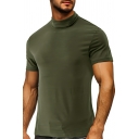Feminine Men's Pure Color Round Neck Short Sleeve Extra Slim Fit T-Shirts