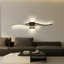Statement Modern LED Wall Lamp Black Metal Hardwired Sconce with White Silica Gel Shade